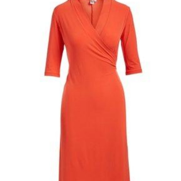 Code Vitesse Orange Wrinkle Free Wrap Dress - Picture 2 of 5